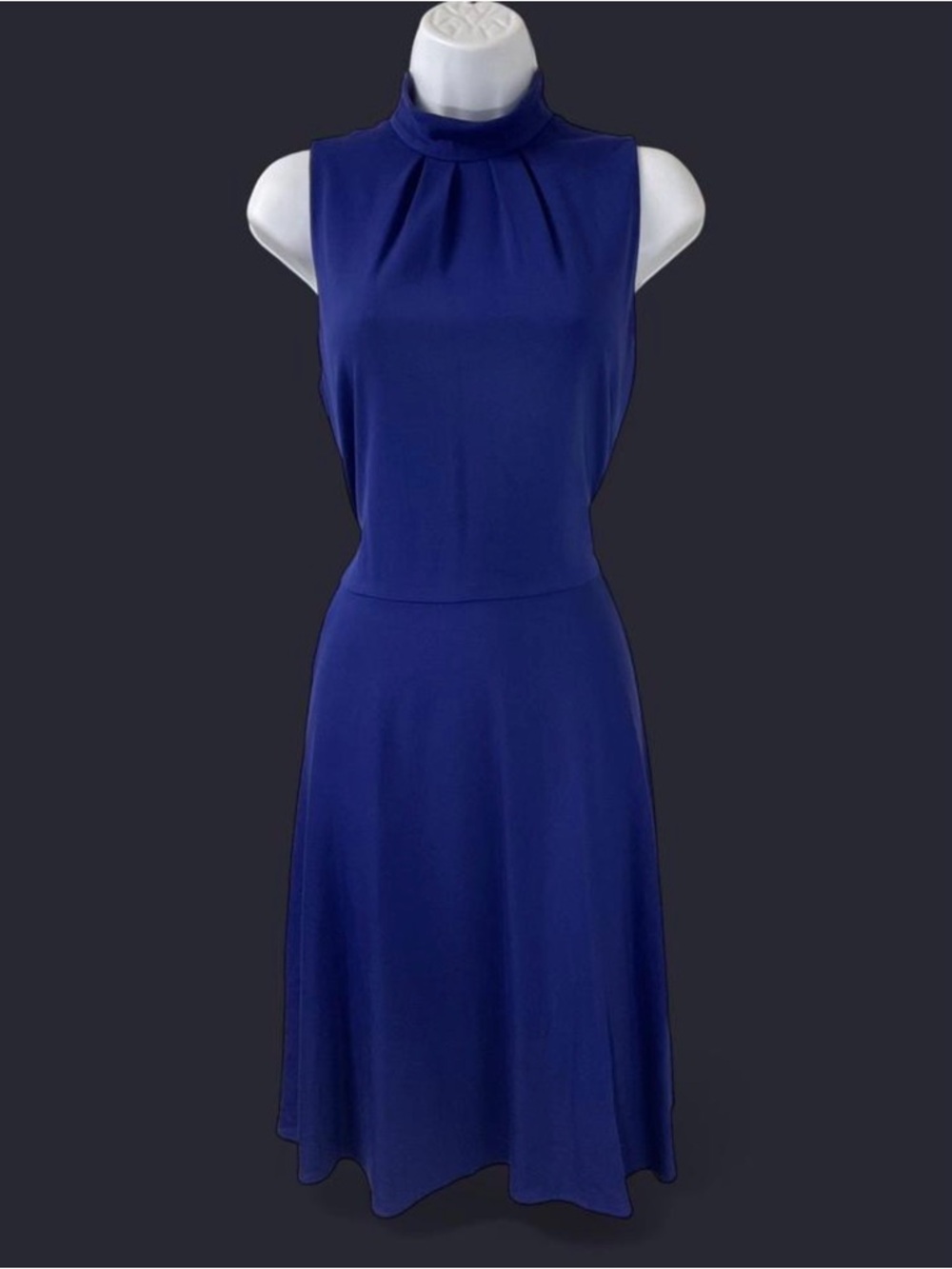 ANTONIO MELANI Royal Blue Sleeveless Mock Neck Midi Dress